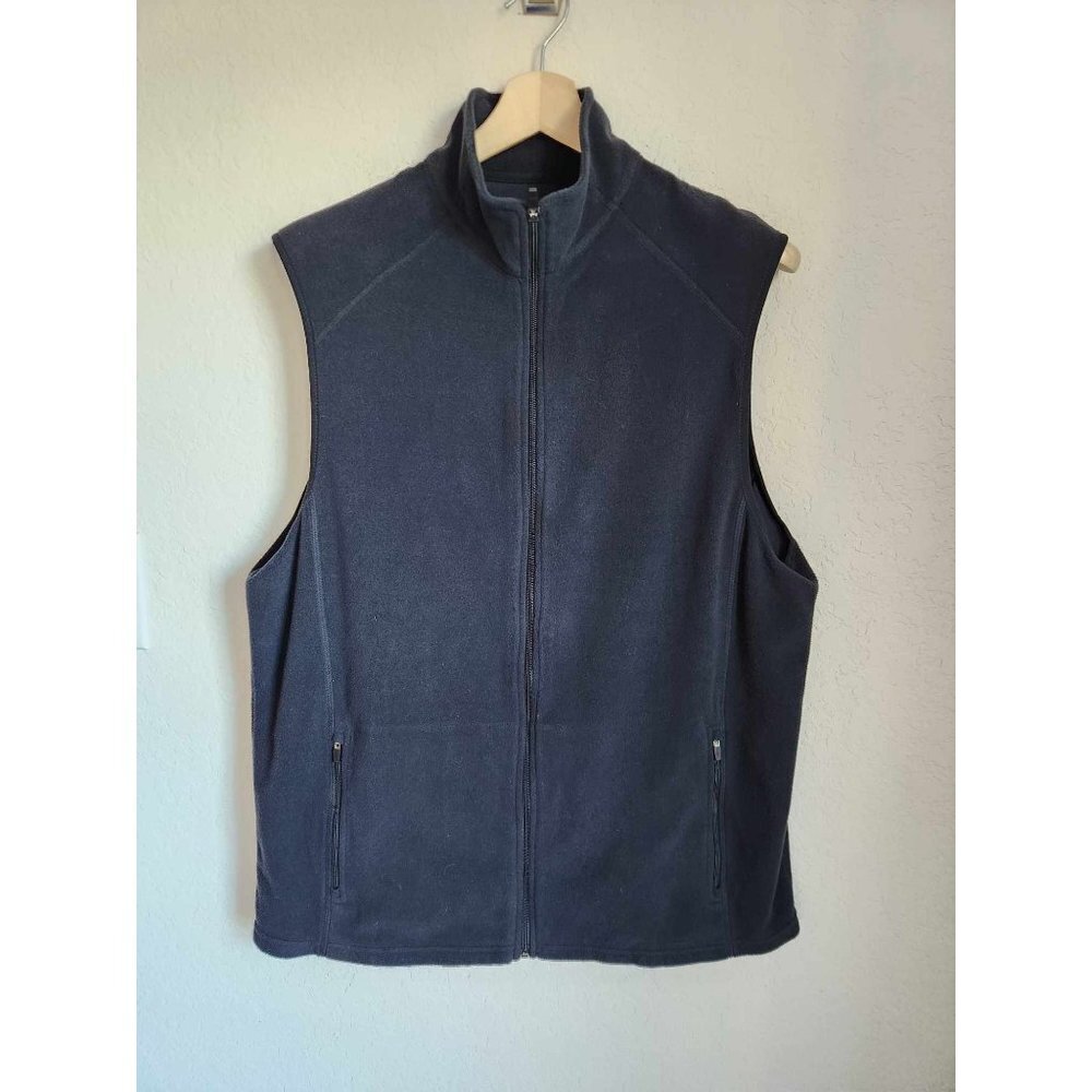 L.L. Bean Mens Full Zip Fleece outdoor Vest Black Size Large